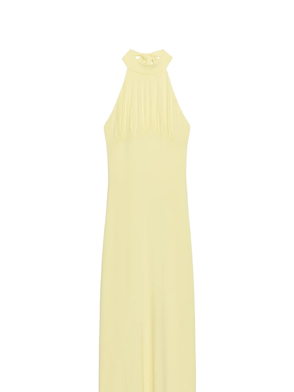 Zara Pale Yellow Halter Fringe Maxi Dress